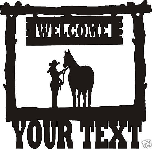 Custom Metal Art Halter Horse Western Welcome Sign  