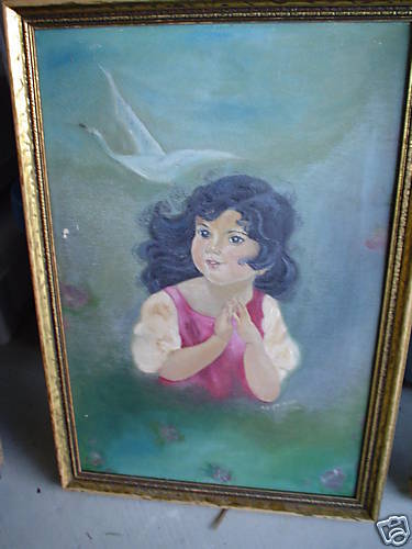 Original 1932 Anthony Painting Little Girl Praying LOOK  