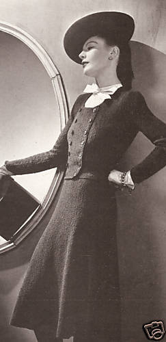 Vintage Vogue Jacket Dress Suit Knitting PATTERN 30s  