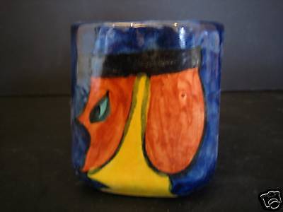 AMORA MEXICO GLAZED POTTERY PICASSO FACE COFFEE CUP NR  