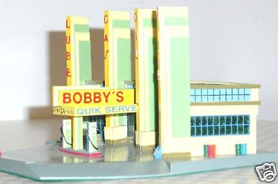 BOBBYS GAS STATION QUICK SERVE CAR WASH Lefton Roadside 1995 HO Scale MIB NOS