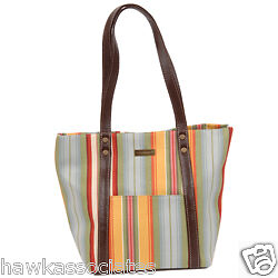 Longaberger Sunflower Stripe purse Tote faux leather  