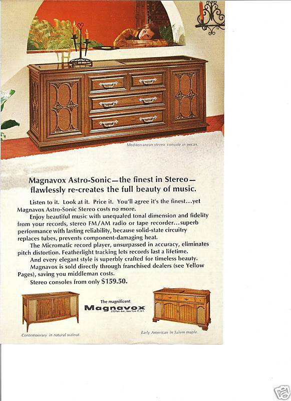 1968 MAGNAVOX ASTRO SONIC STEREO Vintage Print Ad  